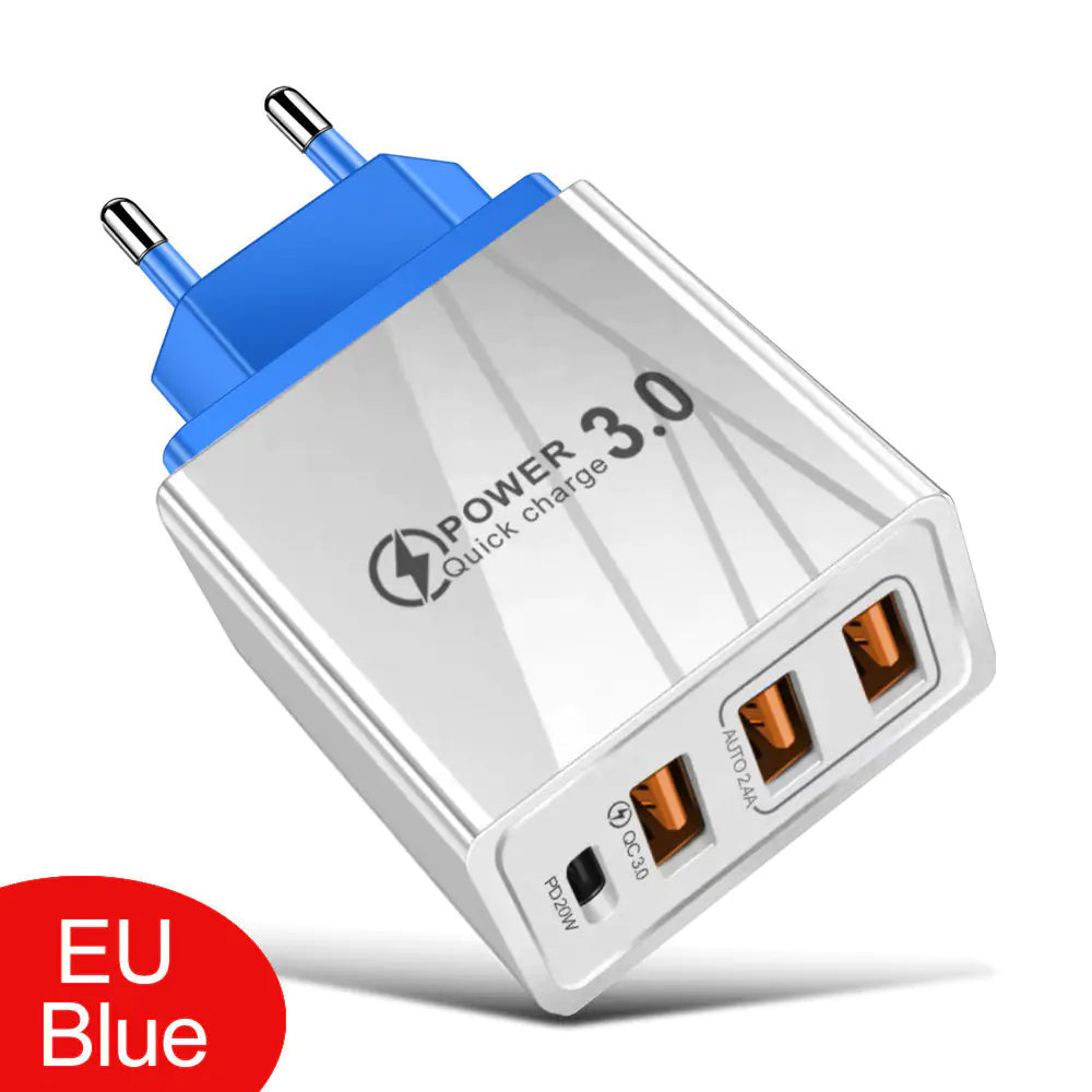 3USB+PD Type-C Mobile Phone Charger for Travel