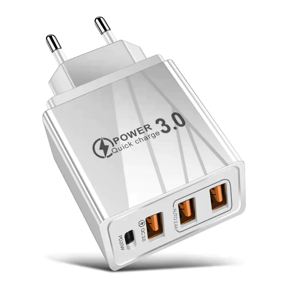 3USB+PD Type-C Mobile Phone Charger for Travel