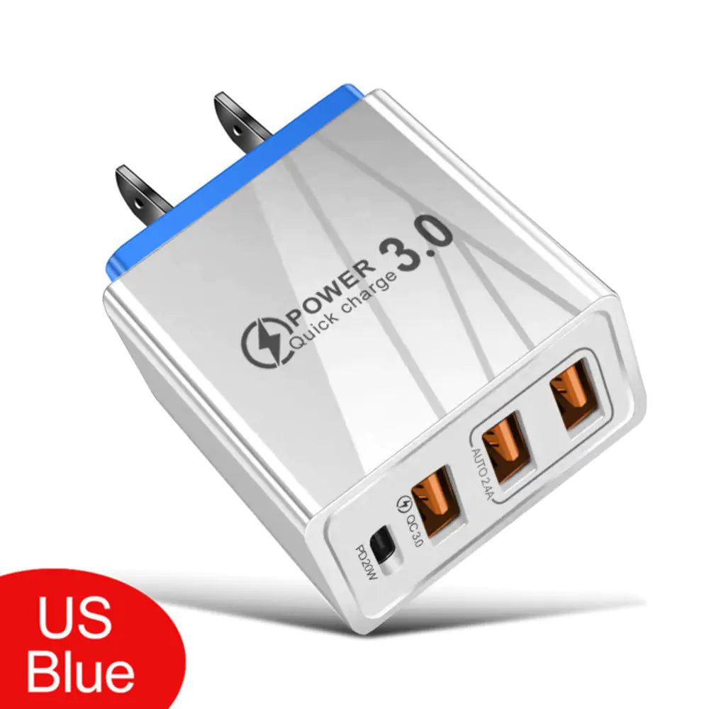 3USB+PD Type-C Mobile Phone Charger for Travel